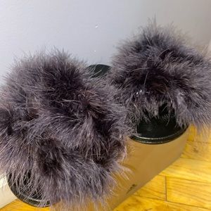 custom handmade fur slides